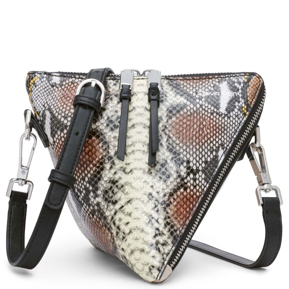Mini / Small Calvin Klein Women's Argo Top Zip Triangle Crossbody, Multi Snake